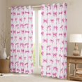 thumbnail image 2 of Manfei Pink Bows Stripe Print Curtains Pack of 2 (42x84 Each) for Girls, Cute Ribbon Bows Curtains Blackout, 2 of 6