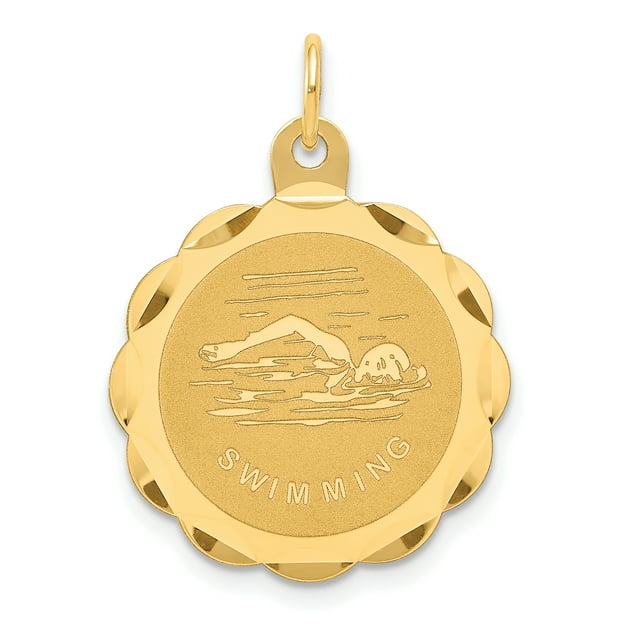 14K Yellow Gold Swimming Disc Charm