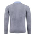 thumbnail image 5 of Men Sweater with Shirt Collar 2 in 1 Kintted Sweater Pullover Mock Shirts, 5 of 5
