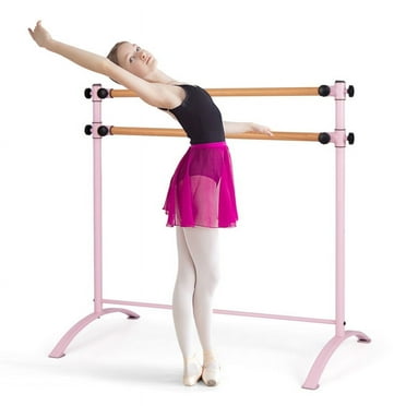 Canddidliike 4 Foot Portable Freestanding Double Ballet Barre, Quality Ballet Bar Anti-Wobble, Stretching Dance Bar for Indoor, Pink