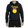 thumbnail image 2 of Wild Bobby, Tennis Mom Cute Bow Ribbon Tennis Ball, Mother's Day, Unisex Graphic Hoodie Sweatshirt, Black, Small, 2 of 3