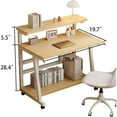 thumbnail image 6 of HDOFM 31.5 Inch Small Computer Desk for Small Space, Rolling Office Desk with Monitor Stand, Student Study Writing Desk for Bedroom, 6 of 6