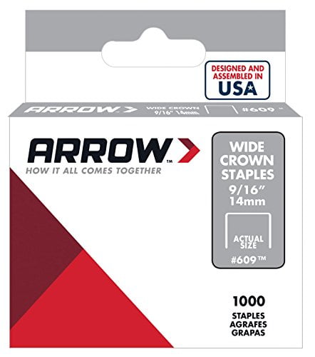 Arrow Fastener 609 Wide Crown Swingline Style Heavy Duty 9/16-Inch Staples, 1000-Pack