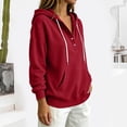 thumbnail image 5 of Gamivast Women's Pullover Hoodie Henley Button Neck Hooded Sweatshirt Waffle Knit Long Sleeve Tops with Kangaroo Pocket Casual Lounge Fall Clothing Daily Wear Wine S, 5 of 6