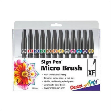 UPC: 0072512275443 | Pentel of America SESF30CPC12 Sign Pens Micro Brush Set of 12