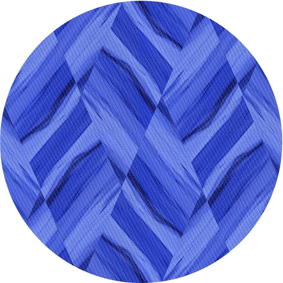 Ahgly Company Indoor Round Patterned Blue Ribbon Blue Area Rugs, 6' Round