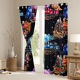 thumbnail image 3 of Manfei Vintage Train Kitchen Curtains,Colorful Railway Black Out Curtains Pack of 2 (42x63 Each), 3 of 7