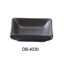 Yanco DB-4030 3 x 2.25 in. Diamond Black Collection Rectangular Sauce Dish, Matte Glaze - 2 oz - Pack of 48