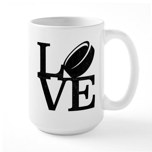 CafePress - Love Hockey - 15 oz Ceramic Large White Novelty Mug