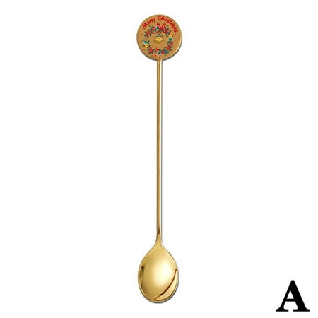 

Light Luxury Steel Coffee Spoon Gold Plating Christmas Decor Teaspoon` V0X6