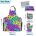 thumbnail image 3 of Rainbow Color Leopard 5 Pcs Kitchen Set Heat Resistant Oven Mitts and Non-Slip Pot Holders with Adjustable Cooking Apron, 3 of 6