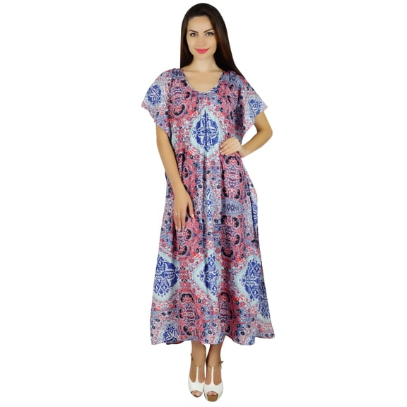 Bimba Women Long Printed Maxi Kaftan Cotton Night Wear Caftan Gown Coverup