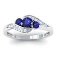 thumbnail image 2 of Dazzlingrock Collection 18K Round Blue Sapphire And White Diamond Ladies Swirl Engagement 3 Stone Ring, White Gold, Size 8, 2 of 5