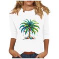 thumbnail image 2 of Wancir Womens Fall Tops,Women's Casual 3/4 Length Sleeve Tops Round Neck Shirt Basic Ladies Clothing, 2 of 4
