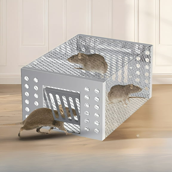 LAMIRO Live Animal Trap Cage,9.25 X 6.2 X 4.3 Inch Humane Rodent Catch Release Steel Cage 1-Door for Raccoon/Rabbits/Possum/Feral Cats/Squirrel/Skunk/Mink Outdoor Small Animals