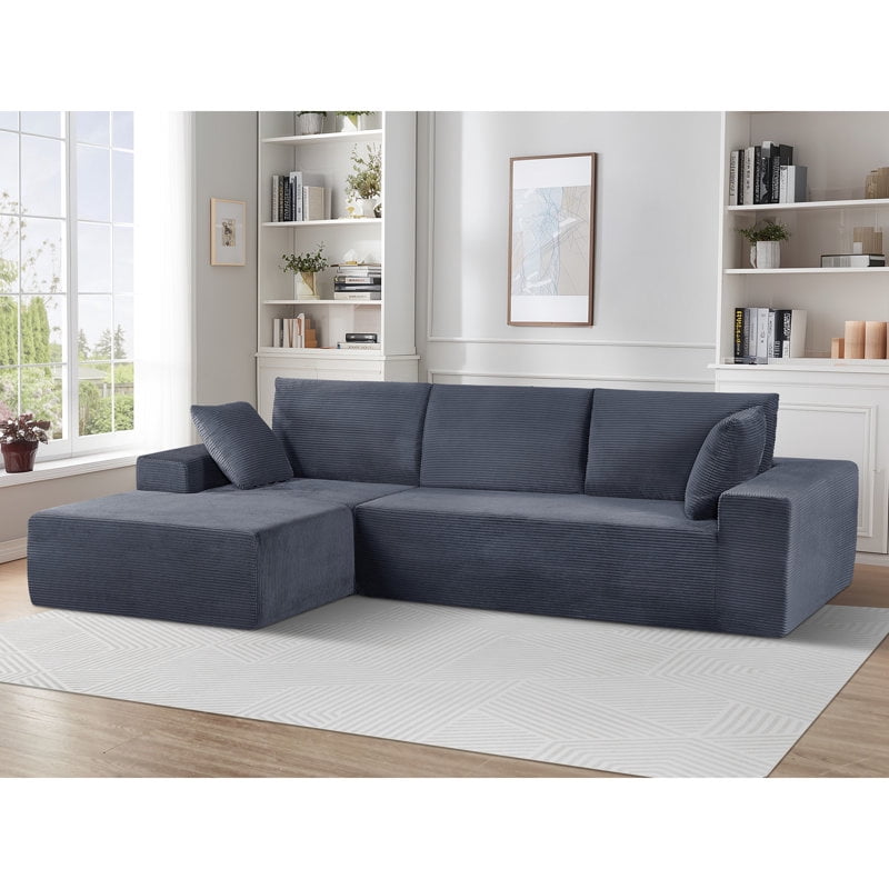 US Pride Compression sectional sofa in soft corduroy Left hand facing