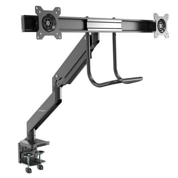 Startech.com Desk Mount Dual Monitor Arm, Ergonomic Dual Monitor Vesa Mount For 32" 17.6lbs (8kg) Displays, Crossbar Handle For Synchronized Full Motion, Height Adjustable, C-clamp/grommet - Small