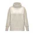 thumbnail image 3 of Turtleneck Sweater Women Plus Size Tunic Long Sleeve Cable Knit Sweaters Lightweight Chunky Pullover High Neck White 5XL, 3 of 7