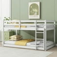 thumbnail image 3 of Solid Wooden  Solid Rubber Wooden Twin over Twin Floor Bunk Bed with Ladder ,Upper and Bottom Bed Platforms crafted with Strengthened Slats ,Natural, 3 of 10