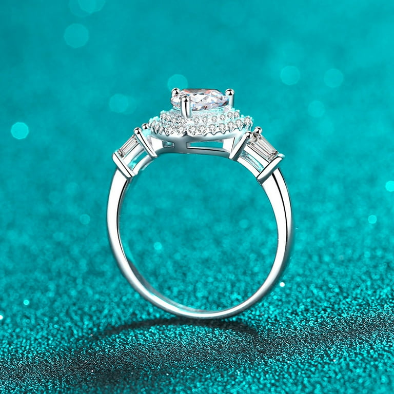 1 Carat D Color VVS1 Moissanite Diamond Rings for Women, S925