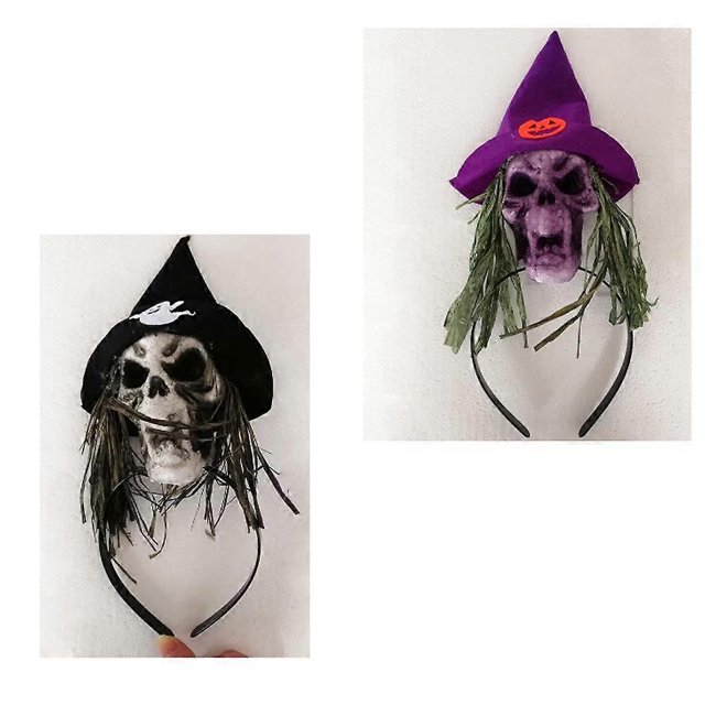 2style Halloween Headbands Ghost Skull Headdress Hair Hoop Headpiece for Cosplay Party Halloween Costume,C