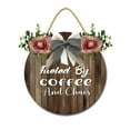 thumbnail image 2 of Eveokoki Coffee And Chaos Sign Rustic Wood Coffee Sign Farmhouse Coffee Bar Wall Decor Wood Plaque Hanging Sign for Home Housewarming Coffee Bar Coffee Station, 12x12 Inch, 2 of 5