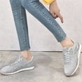 thumbnail image 5 of Junboys Womens Plus Size Rhinestone Lace-Up Shoes - Fashion Casual Bedazzled Tennis Sneakers for Daily Comfort,Silver 42, 5 of 5