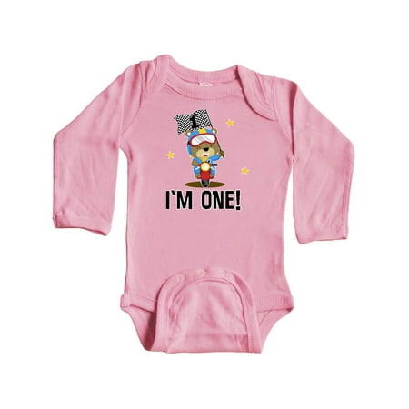 

Inktastic First Birthday Motorcycle Bear Boys Gift Baby Boy Long Sleeve Bodysuit