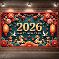 thumbnail image 5 of Red Gold Theme 2026 New Year Banner Floral Pattern Happy New Year Display Lantern Design Golden Horse Lunar New Year Backdrop for New Year Celebration Lunar New Year Party Spring Festival Decoration, 5 of 9