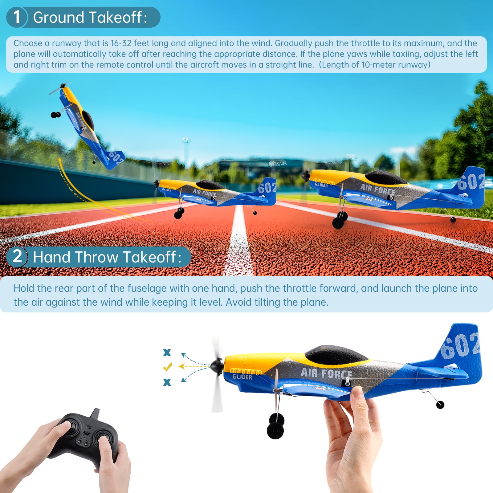 Bruce&Shark RC Plane 3 Channel P51 Remote Control Airplane Fighter Toys, 2.4GHz 6-axis Gyro Stabilizer RTF Glider Aircraft Plane with 2 Batteries, Easy to Fly for Adults Kids Beginners Boys
