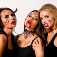 thumbnail image 4 of HOWAF 13 Pcs Halloween Gothic Vampire Costume Accessories, Gothic Necklace Choker, Bracelets, earrings and Fake Blood Scar Tattoos for Zombie Vampire Dress-up Halloween Party Cosplay Props, 4 of 7