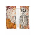 thumbnail image 2 of Sheer Curtains 72 Inches Long 2 Panels, Vintage Skull Autumn Pumpkins Rod Pocket Curtain Voile Draperies, Maple Leaf on Linen Light Filtering Window Treatment for Living Room Kitchen Bedroom, 2 of 8