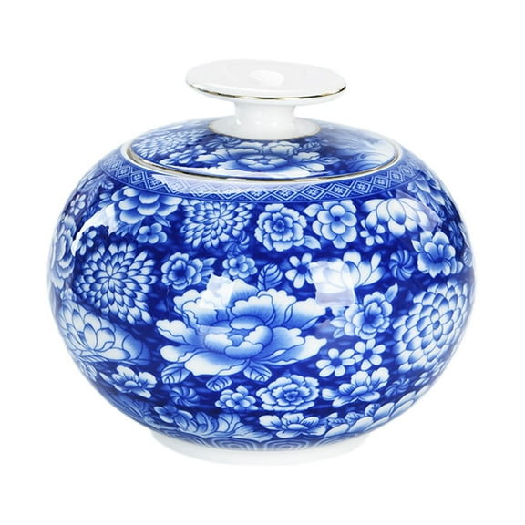 Mandarin Flower Pattern Ceramic Storage Jar with Lid, Home Kitchen Dining Decoration Centerpiece Store Your mini treasures