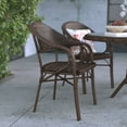 thumbnail image 3 of Merrick Lane Cocoa Brown Wicker Rattan Patio Chair With Curved Back And Aluminum Bamboo Frame, 3 of 12