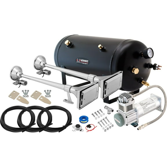 Vixen Horns Train Horn Kit for Trucks/Car/Semi. Complete Onboard System- 200psi Air Compressor, 5 Gallon Tank, 2 Trumpets. Super Loud dB. Fits Vehicles like Pickup/Jeep/RV/SUV 12v VXO8350/12642