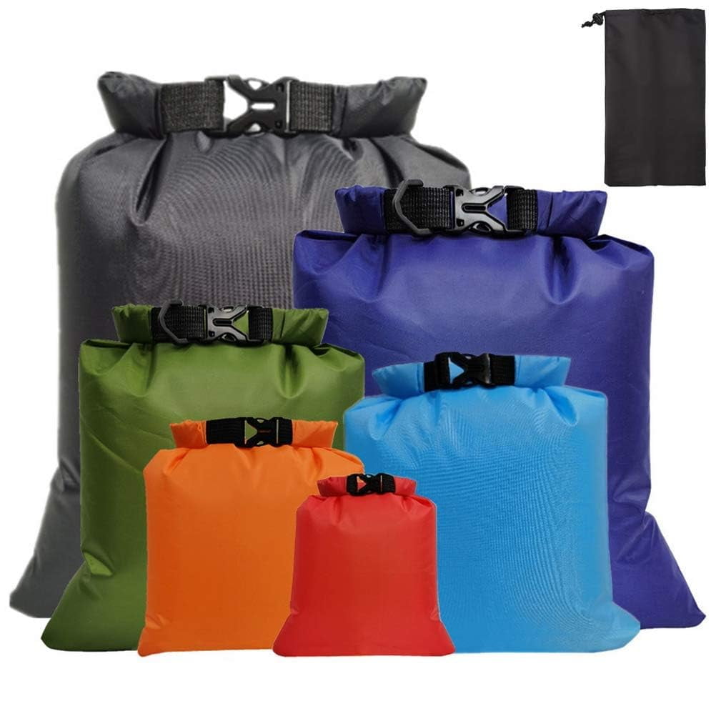 6 Pack Waterproof Dry Bags, Lightweight Outdoor Dry Sacks Ultimate Dry Bags for Kayaking Rafting Boating Camping (1.5L, 2.5L, 3L, 3.5L, 5L, 8L)