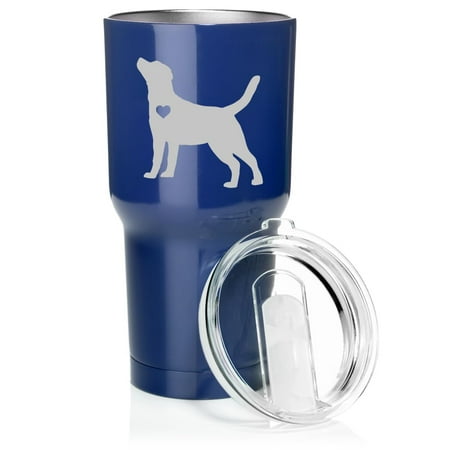 

Smooth Body Tumbler Stainless Steel Vacuum Insulated Travel Mug Cup Gift Cute Labrador Retriever With Heart (30 oz Blue)