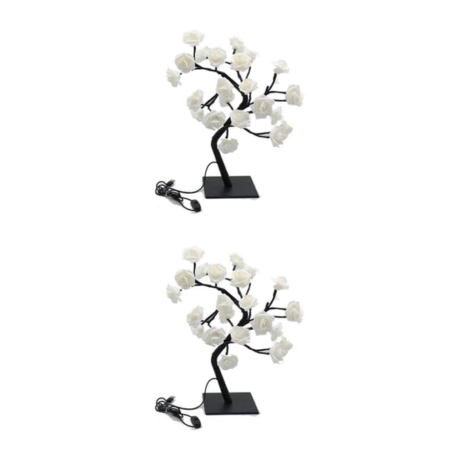 tssuouriy Lighted Colorful Rose Lamp With Remote Control Gift Idea Energy Saving white black rod 2Set
