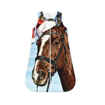 

Fotbe Christmas Horse Pattern Sleep Sack - Baby Wearable Blanket with Zipper Extra Soft Cotton Sleeveless Sleeping Bag for Infants-Large