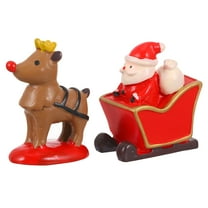 LAMIRO 2 Santa Sleigh Reindeer Deer Figurines for Xmas Decor