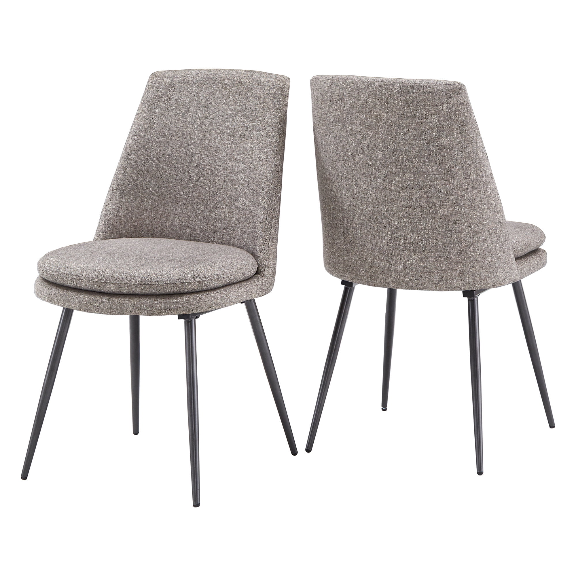 Weston Home Aurthur Upholstered Dining Chairs, Set of 2, Dark Grey Chenille Fabric, Black Legs
