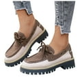 thumbnail image 4 of Miluxas Women's Lace Up Moccasin Platform Chunky Loafers Lightweight Slip On Comfortable Anti-Slip Dress Loafers Work Walking Casual Daily Wear Brown 9.5(43), 4 of 9