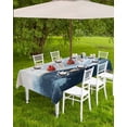 thumbnail image 4 of Boanket Outdoor Tablecloth with Umbrella Hole for Patio/Picnic/Party/Camping, Blue Gray Oil Painting Waterproof Table Cloth Rectangle Table Cover Washable, Modern Abstract (60"x 84"), 4 of 7