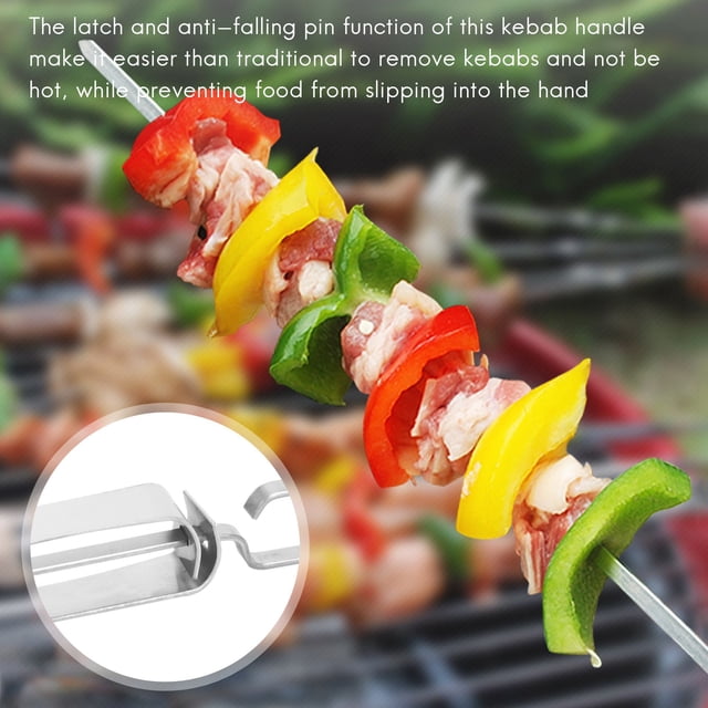 12Pack 14 Inch Stainless Steel Barbecue Skewers with Buckle, Reusable Grilling Sticks Set Kebab Needles