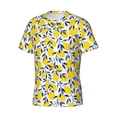 thumbnail image 3 of Yiaed Tropical Lemon Print Mens Short Sleeve Tight Fit T-Shirt, Crewneck Casual Tee-Small, 3 of 5