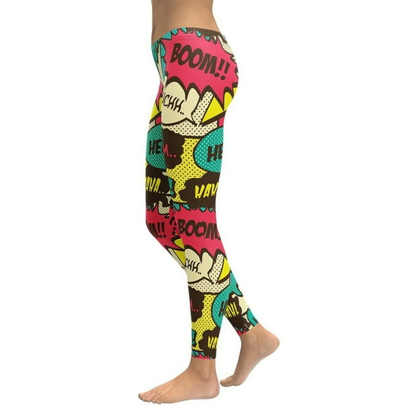 Retro Comic Book Leggings Size: XS for Women | FIERCEPULSE