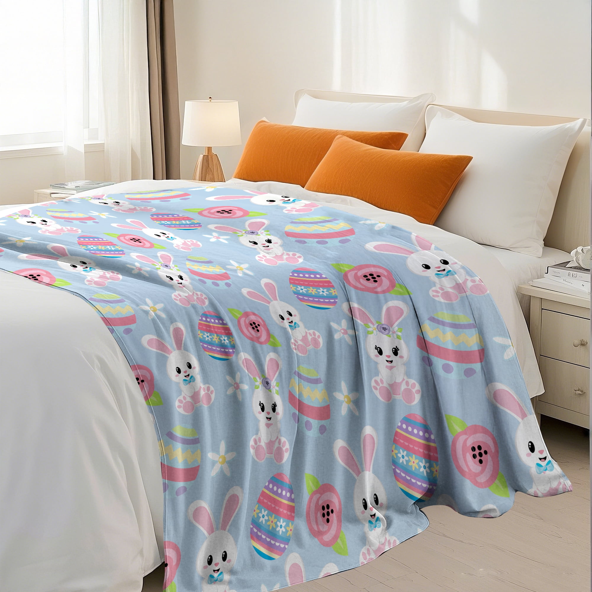 Easter Throw Blanket, Warm Fleece Flannel Bed Blanket, Lightweight Easter Blanket for Sofa Bed Couch 40"x50"