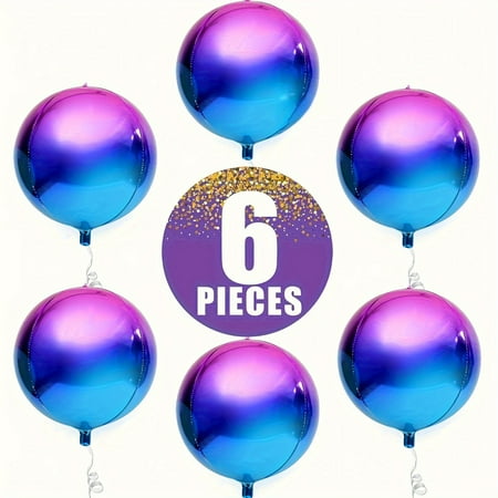 6pcs, Galaxy Party Balloons - 22-inch Purple and Blue Rainbow Foil Balloons, Party Decorations,Perfect for Weddings, Anniversaries, Birthdays, Valentine's Day, Celebration Balloons
