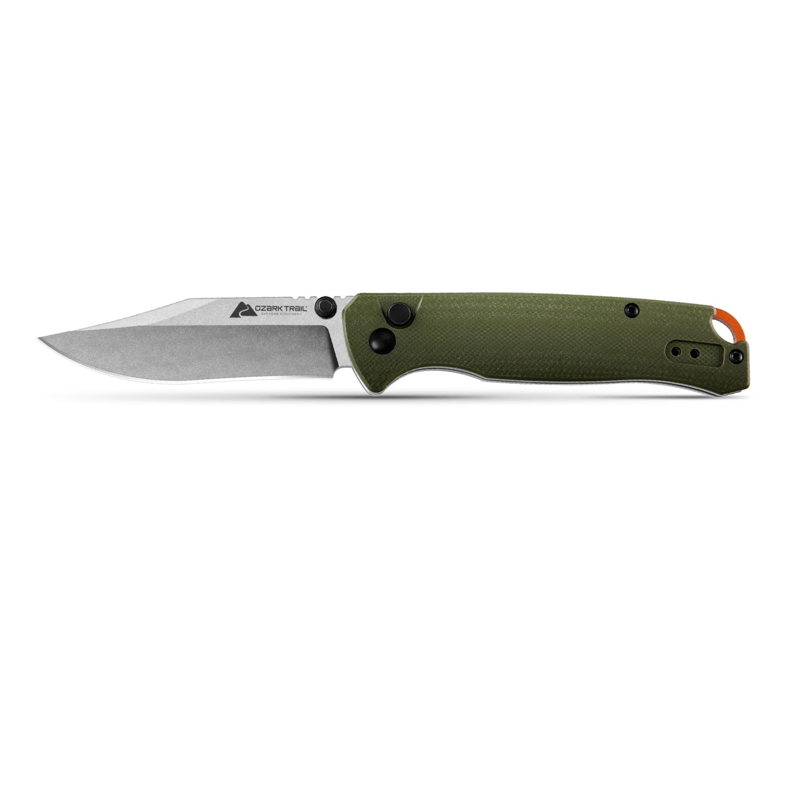 Ozark Trail 7.5 inch Button Lock Knife 3.25" 12C27 Blade Dual Clip G10 Handle Lanyard Hole