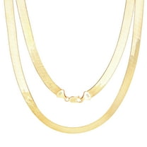 Nuragold 10k Real Yellow Gold Solid Herringbone Flexible 9mm Chain Necklace (16"-24") Italian Jewelry for Men & Women